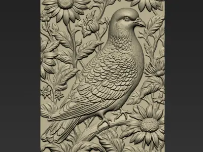 Pigeon and Sunflowers A58 3D print model