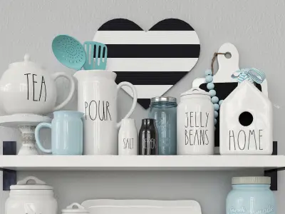 Kitchen Decoration Set Low-poly 3D model