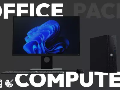 Office Computer Pack - Low Poly Free low-poly 3D model