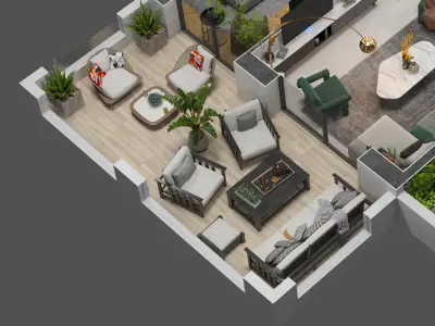 Detailled floorplan k2 3D model