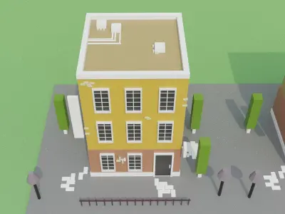 low poly simple cartoon game building Free 3D model