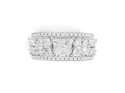 Engagement Band Butterfly Style Diamond With Marquise and Pear 3D print model