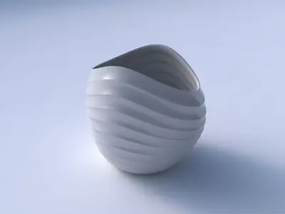 Bowl compressed 3 with curved horizontal sections 3D print model