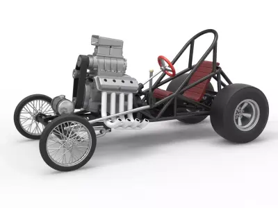 Vintage Front engine dragster Base Version 3 Scale 1 to 25 3D print model