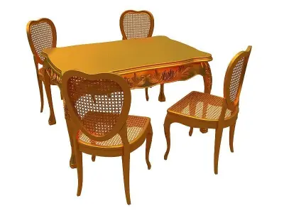 classical Dining set Low-poly 3D model