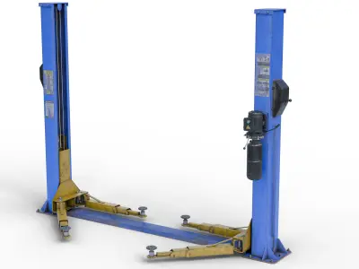Realistic Worn Two Post Car Lift Low-poly 3D model