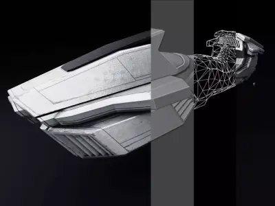 Streamer Lowpoly 3D Model futuristic vehicle Low-poly 3D model