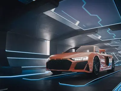 Car Exposition Underground Tunnel Showroom for render racing car Low-poly 3D model