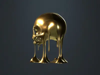 Floating Dripping Skull Model 3D model