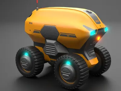 Sci-fi droid Low-poly 3D model