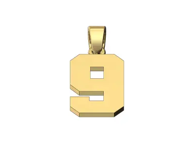 NBA font number 9 pendant charm with bail 3D print model