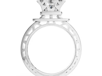Luxury 2ct Eiffel Tower Engagement Ring 3D print model