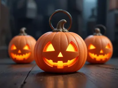 Halloween Pumpkin Keychain 3D Printable Pumpkin Key Accessory Low-poly 3D model