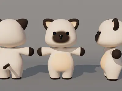 Rigged Cartoon Cat Low-poly 3D model