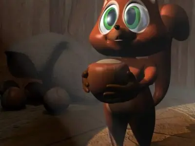 Cartoon Squirrel Rigged Low-poly 3D model