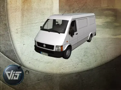 Transporters collection mercedes sprinter vans in row Low-poly 3D model