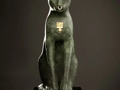 Gayer Anderson Cat Replica PBR and 3DPrint Low-poly 3D model