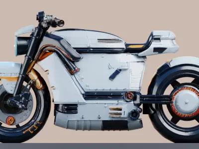 Starflare SciFi Motorcycle Game Ready 3D Model with PBR Textures 3D model