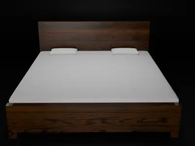 low poly double bed game ready  pbr textured 3D model