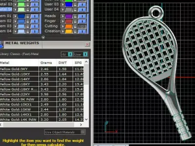 Tennis racket Pendant 3D print model