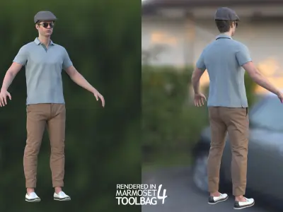 Man - Casual Outfit 4 - Modular - Rigged Low-poly 3D model