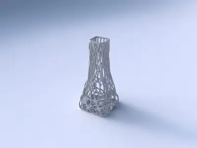 Vase squeezed rectangle with twisted organic lattice 3D print model