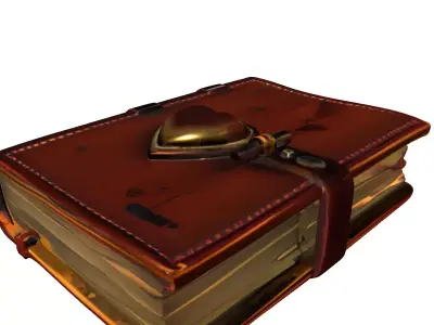 Vintage Leather Heart Clasp Journal Low-poly 3D model