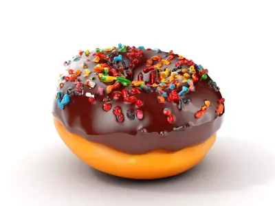 Chocolate Glazed Donut with Sprinkles D Model Pack Low-poly 3D model