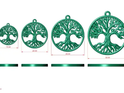 Tree Pendant Earring all size 3D print model