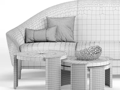 Heritage Cortes sofa - Roland table set 3D model