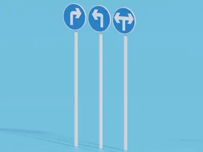 Turn Left Sign and Turn Right Sign 3D model
