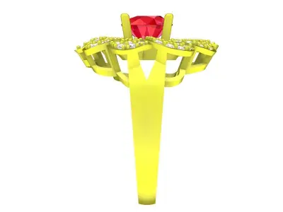 Luxury Floral Halo Diamond Ring for Women 3D Model 4424 3D print model