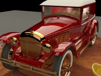 Chinese gold ingot with antique car 3D model