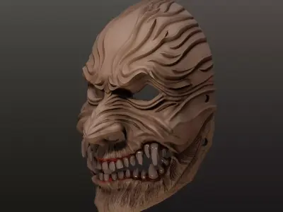 Oni Mask 18 Demon Full Face 3D print model