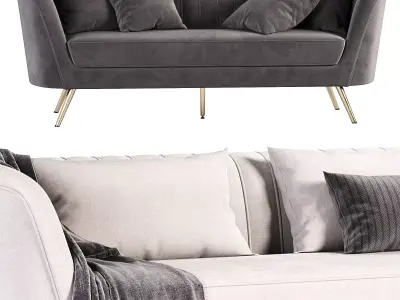 Meridian Furniture Margo Grey Velvet Sofa 3D model