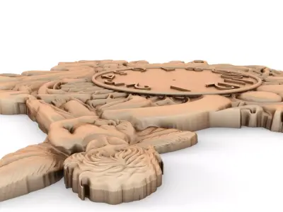 cnc carving clock 550x500x20mm 3D model