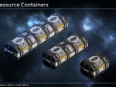 Spaceship Mining Operation Low-poly 3D model