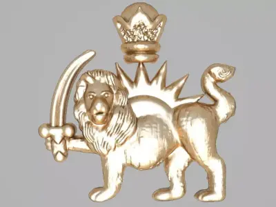 free gold simple lion and sun Free 3D print model