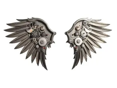 Steampunk Winged Gear model pack Low-poly 3D model