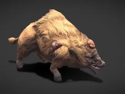 Fantasy Creature - Battle Boar Low-poly 3D model