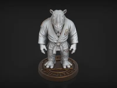 Rhino Jiu-Jitsu Fighter BJJ Tabletop Miniature for 3D Printing 3D print model