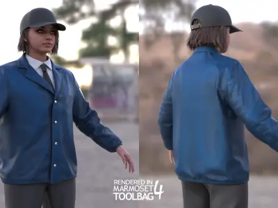 Woman - Agent Outfit - Modular - Rigged Low-poly 3D model