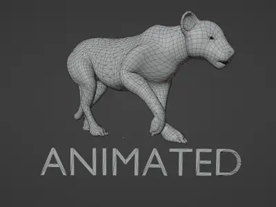 LIONESS ANIMATED Low-poly 3D model