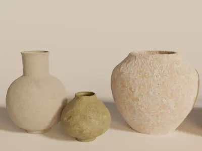 Stone vases set 3D model