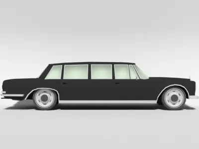 Low Poly Cartoon Retro Limousine  Low-poly 3D model
