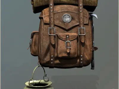 Survival Old Backpack Low-poly 3D model