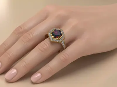 The Empress Hex Ring jewelry 3D model - for Her 3D print model
