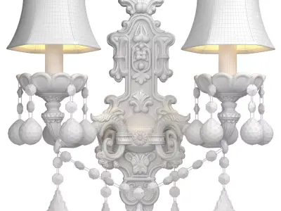 Golden Sconce Wall lamp classic style with crystal lampshade  3D model