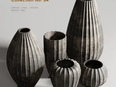 Sanibel Textured Black Dirty Old Cement Vase collection  3D model