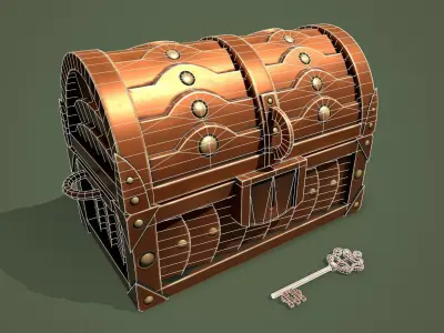 Bronze Chest Low-poly 3D model